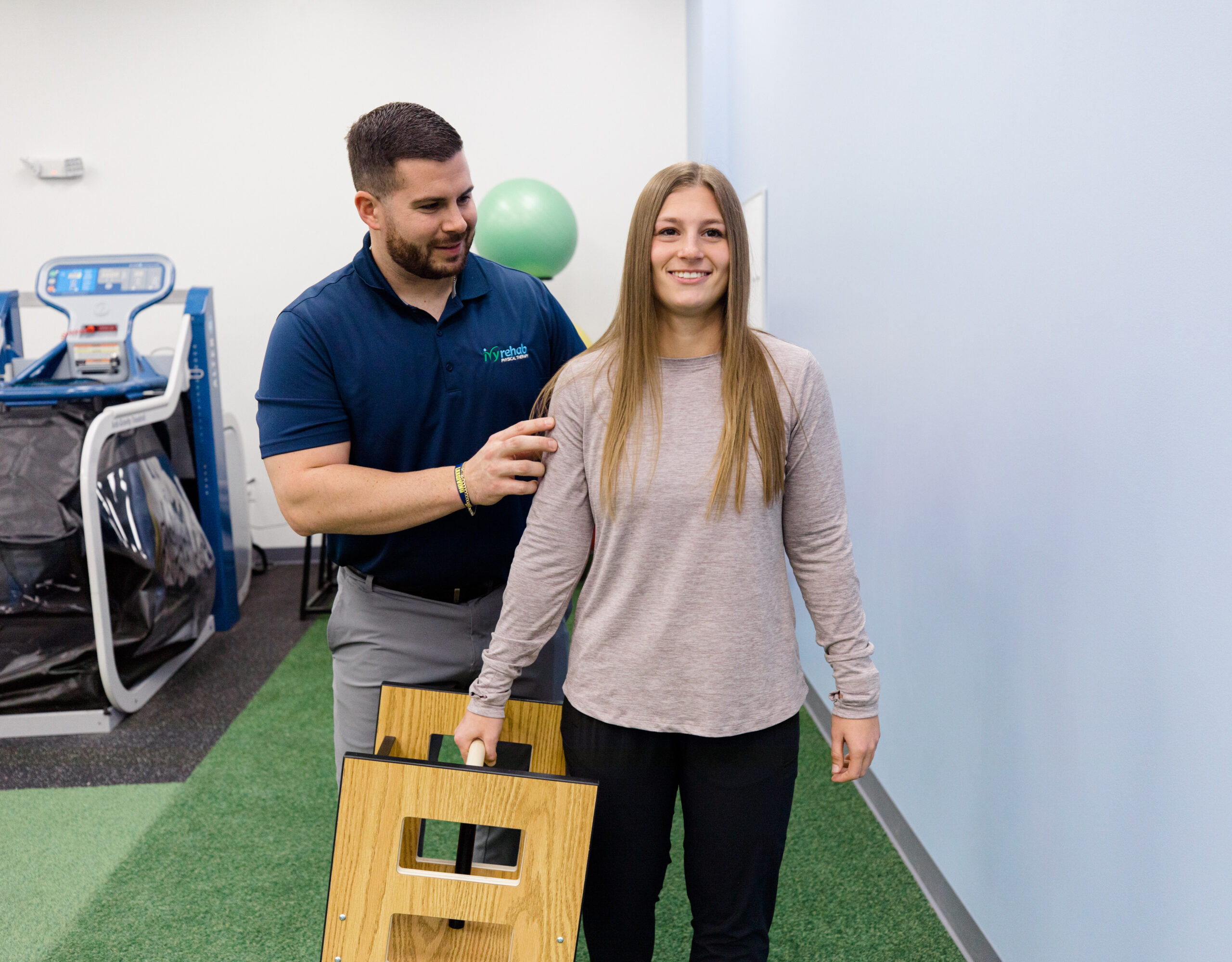 Patient completing a work conditioning program to improve balance, strength, and functional movement